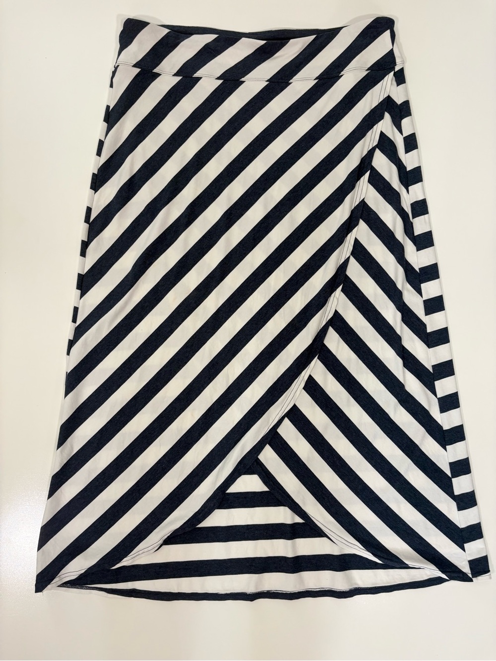 Athleta Blue Grey & White Diagonal Stripe Asymmetrical Wrap Skirt
